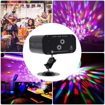 48 Modelis 2 Objektyvas Garso Aktyvuotas Lazerinius Projektorius, Šviesos, DJ Disco LED RGB šviesos Efektą Kalėdų Baras Namo Šalis