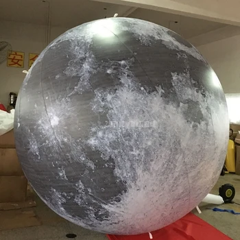 4m Aukščio Led Apšvietimas Gaint Dideli Pripučiami Balionai Žemės Rutulio Mėnulio Oro Modelio Stovas Kamuolys Oro Kamuoliukus Už Reklamos Apdaila