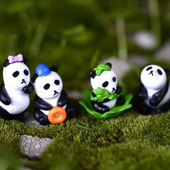 4pcs Mini Mielas Panda Micro Sodas Mažas Ornamentas 