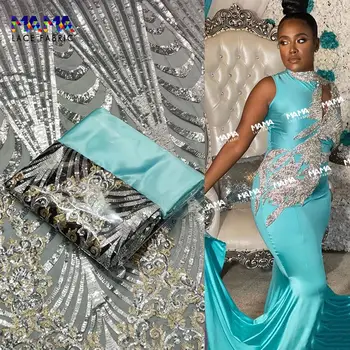5 Metrų Unikalų Stilių 2021 Blizgučiais Net Nėrinių Audinio Blizgučiai Siuvinėjimas Afrikos Raišteliais Prancūzijos Lady Suknelė Siuvimo Tiulio Tinklelio, Net