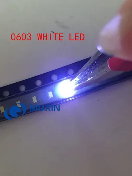 50pcs/daug Maža balta lempa, karoliukai 0603 SMD LED 0603 balti Šviesos diodai. 1.6*0.8*0.4 MM, 6000-6500K 3.0-3.6 V