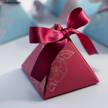 50pcs/daug Trikampės Piramidės saldainių dėžutė partija pasisako ir dovanos, dovanų dėžutėje vestuvių dovanos svečiams vestuvių dekoravimas