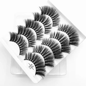 5Pairs 8D Dirbtiniais Mink Plaukų Netikrų Blakstienų Storio Ilgai Natūralių Blakstienų Faux Cils Maquillaje Wispy Makiažas Grožio Pratęsimo Įrankiai