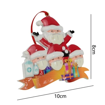 5vnt 2020 Kalėdų Medžio Derva Apdailos Asmeninį Kabinti Pakabučiai Santa Claus Ornamentu Šalies Tolina