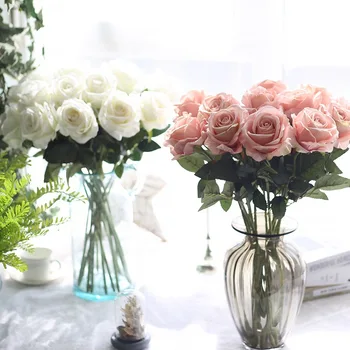 5VNT Didelis 51cm Netikrą Gėlių Puokštė/DIY/Kabo Rose Dirbtinio Šilko Gėlių, Vestuvių/Namų Puošybai Dėmių Gėlių Amatai