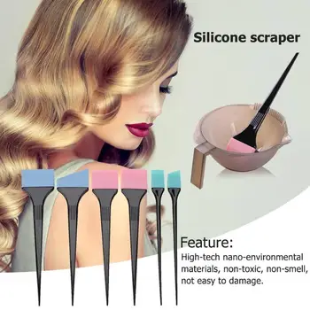 6pcs/Set Silikono Plaukų Dažymo Teptukai Scrapper Silikono Mentele, Plaukų Dažymas Šukų Rinkinys Namų Salonas 