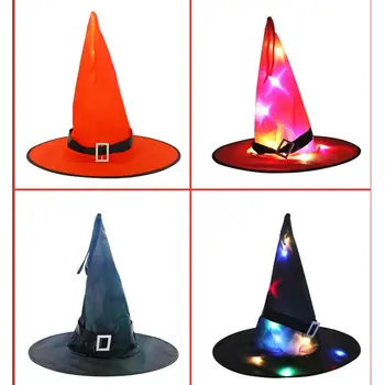 6vnt Helovinas Apdailos Ragana Skrybėlės LED Žibintai Bžūp Halloween Kostiumai, Rekvizitas, Lauko Medžio Kabo Ornamentu Namų Švyti Šaliai Dekoro
