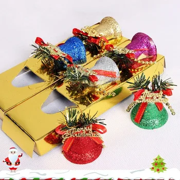 6VNT nustatyti Kalėdinė dekoracija spalva dulkes plastiko varpai Kalėdų eglutė priedai 5cm Kalėdų varpas pakabučiai namų puošybai