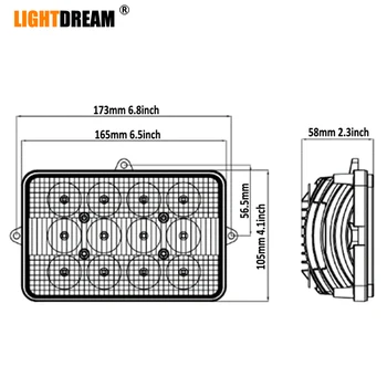 6x4 4x6 Priekiniai žibintai 60W Led Darbo Lemputė John Deere Sujungti LED Viršutinės Kabina Šviesos x2pcs