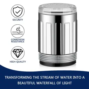 7 Spalvų LED Vandens Maišytuvas Stream Šviesos Slėgio Jutiklis Krioklys Švyti Dušo Bakstelėkite Galvos, Virtuvė, Vonios Reikmenys Dropshipping