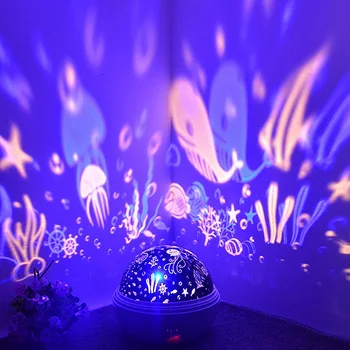 8 Spalvų Sukasi Star Projektorius Naktį Šviesos Luminaria Vandenyno Lempos Kūdikis Naktį Miega Darželio Lempos Kūdikių Vaikams Kalėdų Dovana