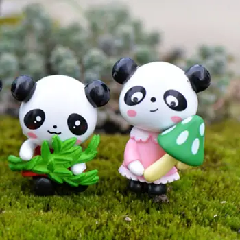 8pcs/Set Mini PVC Miniatiūriniai Panda Statulėlės Animacinį Personažą Gyvūnų Statula Kraštovaizdžio Sodo Mažų Amatų Ornamentu Namų Dekoro