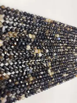 AAA natūralus juodas agatas srityje supjaustyti 2mm / 3mm / 4mm perlas juvelyrika 