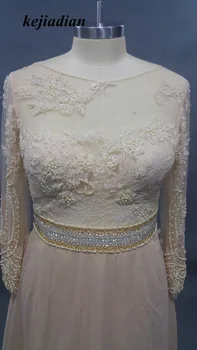 Abendkleider Motina Nuotakos Suknelės, perlų Užsakymą ilgomis Rankovėmis Plius Dydis Nėrinių Linija vakarinę Suknelę 2018 Oficialų Dresse