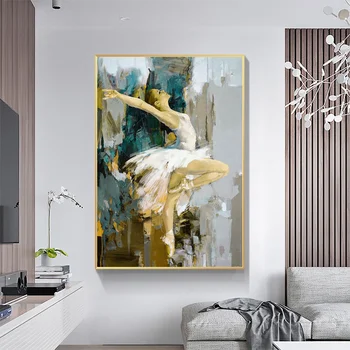 Abstrakti Ballerina Tapybos ant Drobės Šokių Mergina Sienos Menas, Plakatų ir grafikos Šiuolaikinės Cuadros Nuotraukas, Namų Puošybai