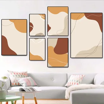 Abstrakti Oranžinės Spalvos Bloką Meno Tapybos Drobės Vienas Piešinys Spausdinti Plakato Geometrijos Sienos Menas Nuotraukas Kambarį Namų Dekoro