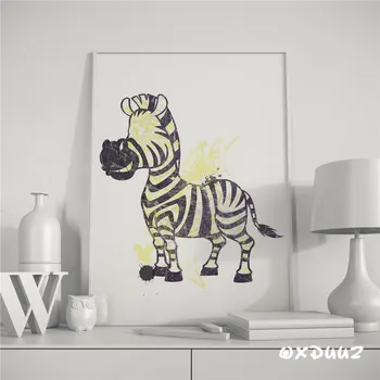 Akvarelė animaciją šeimai sienos meno dekoruoti smulkių gyvūnų plakatas zebra delfinų žirafa dinozauras, vaikų kambario dekoracija o120