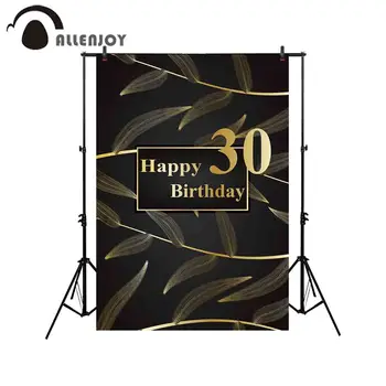 Allenjoy fonas, fonas, juodas aukso pritaikyti pagamintas rėmas prabanga šakos, lapai jubiliejų Laimingas gimtadienio photocall