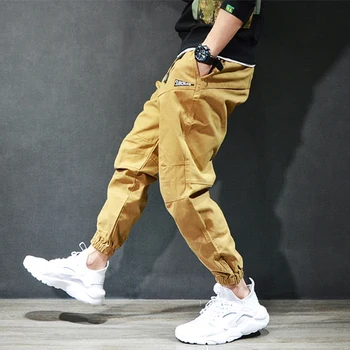 Amerikos Streetwear Mados Vyrų Džinsai Aukščiausios Kokybės Palaidi Tinka Spliced Dizaineris Krovinių Kelnės Hombre Atsitiktinis Hip-Hop Kelnės Vyrams Poilsiu