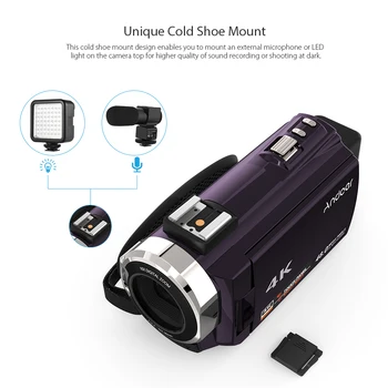 Andoer Kamera Profesional 4K vaizdo Kamera 1080P 48MP WiFi Skaitmeninės Vaizdo Kameros IR Infraraudonųjų spindulių Naktinio Akyse Touchscreen Šalto Batų