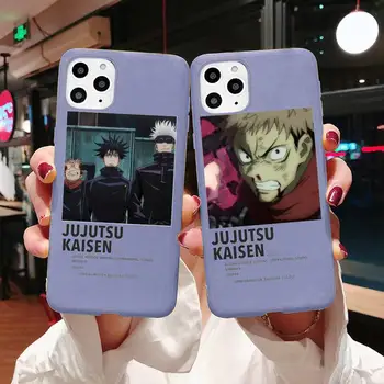 Anime Cartoon Džiudžiutsu Kaisen Telefono dėklas Candy Spalva Violetinė iPhone 11 12 pro XS MAX 8 7 6 6S Plus X SE 2020 XR