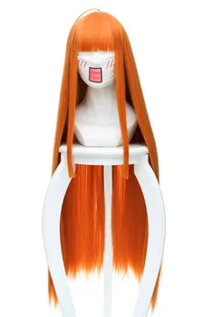 Anime Persona 5 Cosplay Perukas Futaba Sakura Cosplay Perukas Ilgi Tiesūs Oranžinės Spalvos Plaukų Peruką Halloween Carnival Šalies Perukas