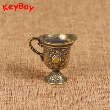 Antikvariniai Bronzos Budistų Šventosios Vandens Puodelį Keychain Pakabukas Papuošalai Gryno Žalvario Senovės Palace Cup Mini Key Chain Žiedas Girliandos Dovanos
