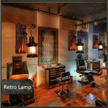 Antikvariniai Retro LED Siena Lempos, Lauko Restoranas, Kavinė, Baras Kabo Žibintai Derliaus Pramonės Loft Stiliaus Medieną, Stiklą, Sumontuoti Šviesos