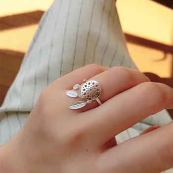 Asmeninį dizaino plunksnų sidabro padengtą atidarymo žiedas mados asmenybės kelionės suknelė papuošalai Valentino Dienos dovanų žiedą