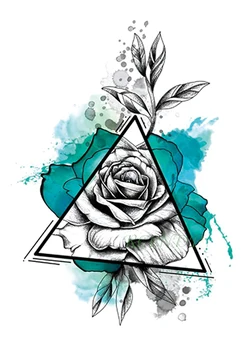 Atsparus vandeniui Laikina Tatuiruotė Lipdukas Gėlė Rožė trikampis netikrą tatto 
