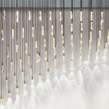 Aukso Vandens lašas Kristalų Kūrybos Pakabukas Šviesos Europos stiliaus Prabangus LED Lempos Moderm Stiklo Patalpų Apšvietimas Restoranas