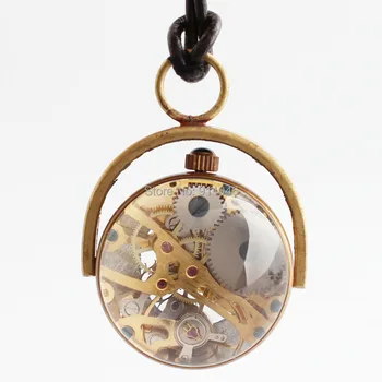 Aukštos Kokybės Senovinių Broze Mechaninė Kišeninio Laikrodžio Stiklo Kamuolys Romos Dial Skeletas Vyrų Kišenėje Žiūrėti Didmeninės