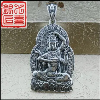 Avalokitešvara s925 sterlingas sidabro pakabučiai Tailando sidabro sidabro žymeklis Amuletai pakabukas vyras ir moteris