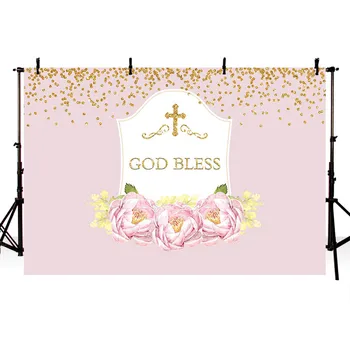 Avezano Fotografijos Fone Telaimina Dievas Pink Gėlių Aukso Smėlis Pirmojo Gimtadienio Mergaitė Šalis Fonas Foto Studija Photocall Reklama