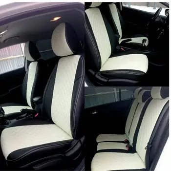 Avtochehly autopilotas Volkswagen Sharan aš restyle 5 sėdimos vietos (2000-2010 m.), ekokozha rhombus Balta + balta avtochehly avtochehol ekokozha apima mašinos salonas avtochehly sėdynių užvalkalai auto sėdynės