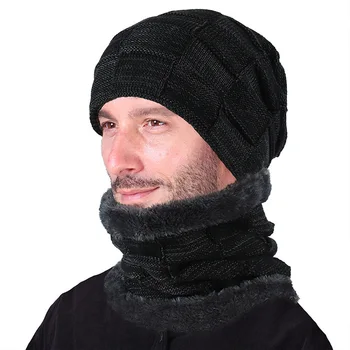Balaclava Megzti skrybėlę ir skara bžūp kaklo šilčiau Žiemą Kepurės Vyrams, moterims skullies beanies šiltu Vilnos tėtis bžūp