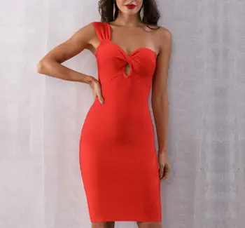 Balta Juoda Raudona Naujas Slim Moterų Tvarstis Suknelė Įžymybė Vakare Šalies Klubas Suknelės Vestido Vieną Petį Vasaros Suknelės