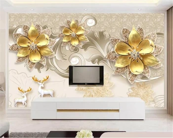 Beibehang Užsakymą foto tapetai, freskos prabanga Europos papuošalai gėlių elnių gyvenamasis kambarys sofos fono sienos 3d tapetai behang