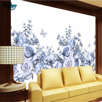 Beibehang Vertus, tapybos, akvarelės mėlyna puokštė gėlių fone sienos užsakymą sienų tapyba-freskos apdaila