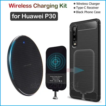 Belaidžio Apmokestinimo Huawei 30 Qi Belaidis Kroviklis+USB C Tipo Imtuvas Adapteris Dovana Minkštos TPU Case for Huawei 30