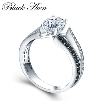 [BLACK PELAS] Vestuviniai Žiedai Moterims 925 Sterlingas Sidabro Fine Jewelry Madinga Vestuvinis Žiedas Dydis 6 7 8 C018