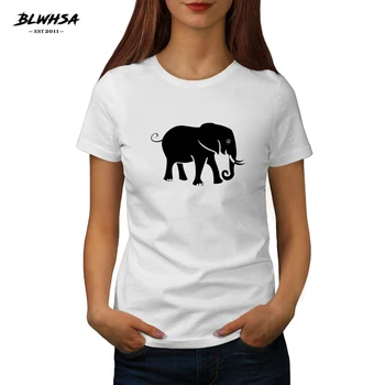 BLWHSA Dramblys Spausdinti Marškinėliai Moterims Mados trumpomis Rankovėmis Vasarą T-Shirt Dramblys Gyvūnų Spausdinimo Moterų Viršūnių Tees Drabužiai