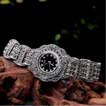 BOCAI S925 sterlingas sidabro Apyrankės Tailando sidabro vertus, grandinės juvelyrikos Kvarco žiūrėti grynas Argentum watchband vyrams ir moterims