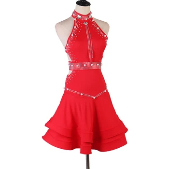 CACARE Suknelė su Kutais 2019 lotynų Šokių Suknelė Moterims Latina Salsa lotynų Šokių Konkurencijos Suknelės PIGŪS D0934 Purus Hem kalnų krištolas