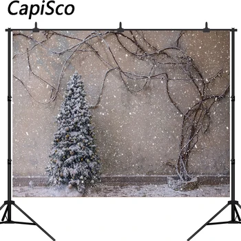 Capisco Fotografijos Fonas Pilkos sienos Kalėdų Medis Medis vynuogių snaigės lauko Vaizdingas Fonas, Photocall Foto Studija