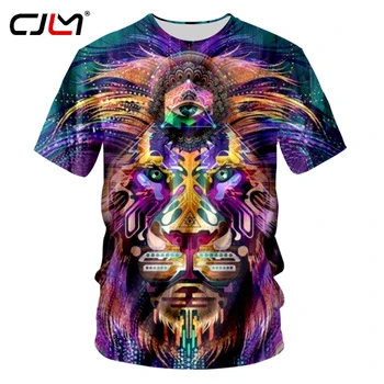 CJLM Marškinėliai Vyras Prekės trumpomis Rankovėmis Hip-Hop Vyrų Marškinėliai Mens Spalvingas Plaukų Liūtas Karalius 