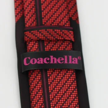 Coachella Ryšius Raudonas Kaklaraištis su Juoda Juostele Kratinys Dizainas Necktie Mikropluošto Liesas Kaklaraištis 6cm