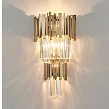 Crystal sienos sconce apšvietimo kambarį apdailos akmuo led veidrodis šviesos praėjimo koridoriaus sienos lempos kambarį sienos lempa