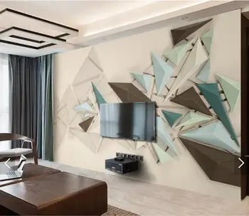 Custom 3D tapetai, 3d trikampis trikampis smėlio spalvos audinio freskos gyvenimo kambario, miegamasis, sofa fone sienų apdaila tapetai