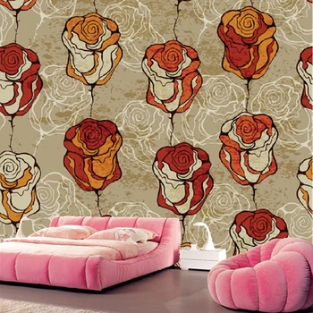 Custom derliaus tapetai. Rose freskomis vaikų miegamieji, svetainė, TV foną, vandeniui papel de parede